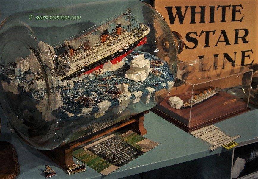 model of the sinking Titanic at the Shipwreck Museum in Cuxhaven, Germany